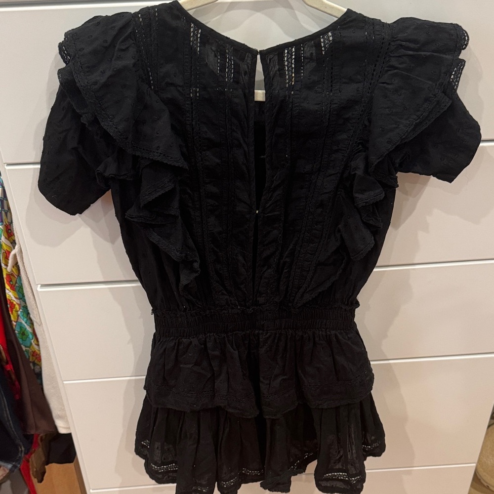 Loveshackfancy Black Ruffled Blouse - image 2
